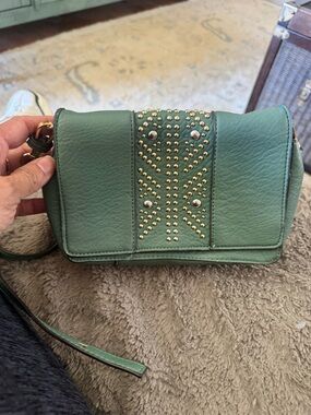 Enzo Angiolini Mint Green Crossbody with Gold Studs